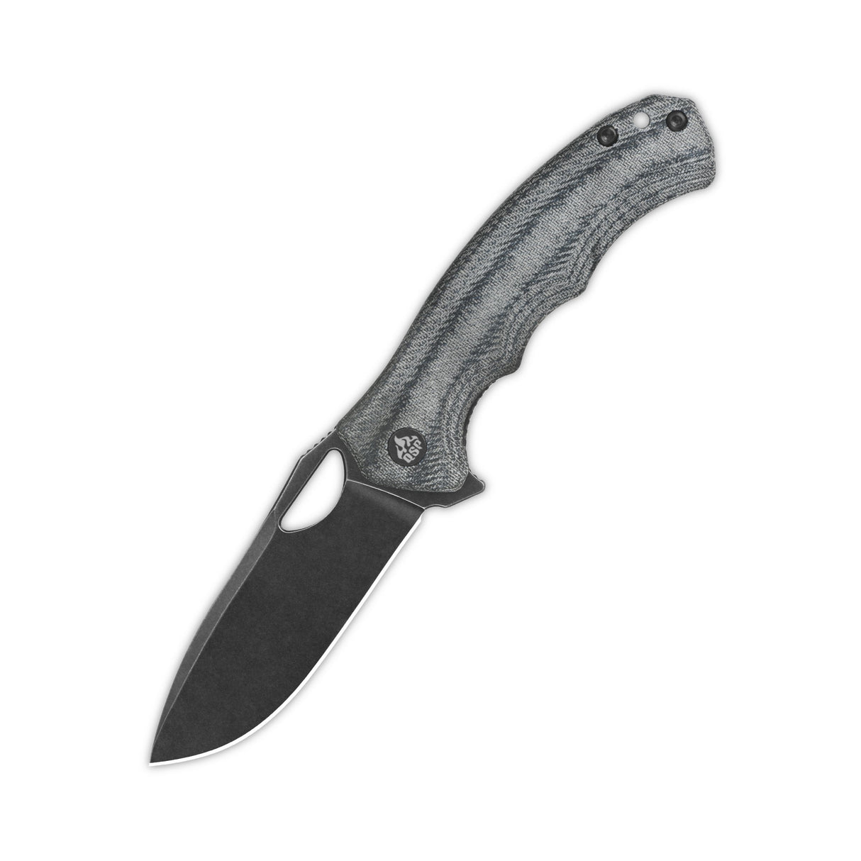 QSP Gorilla pocket knife featuring a drop point blade and textured denim micarta handle.