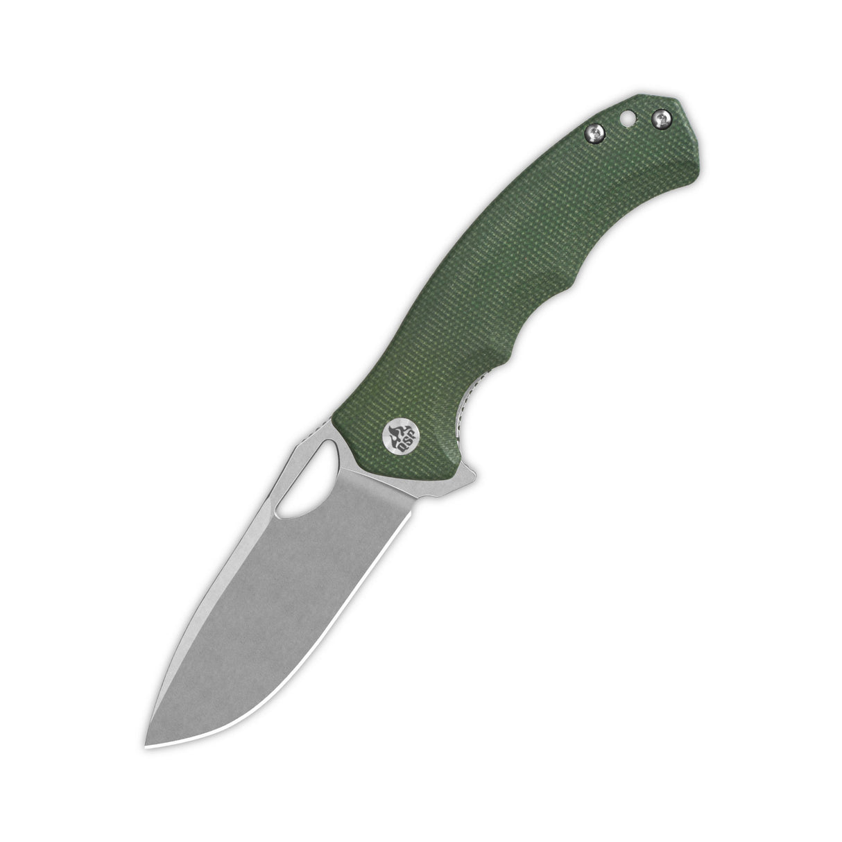 QSP Gorilla pocket knife with 14C28N blade and green micarta handle