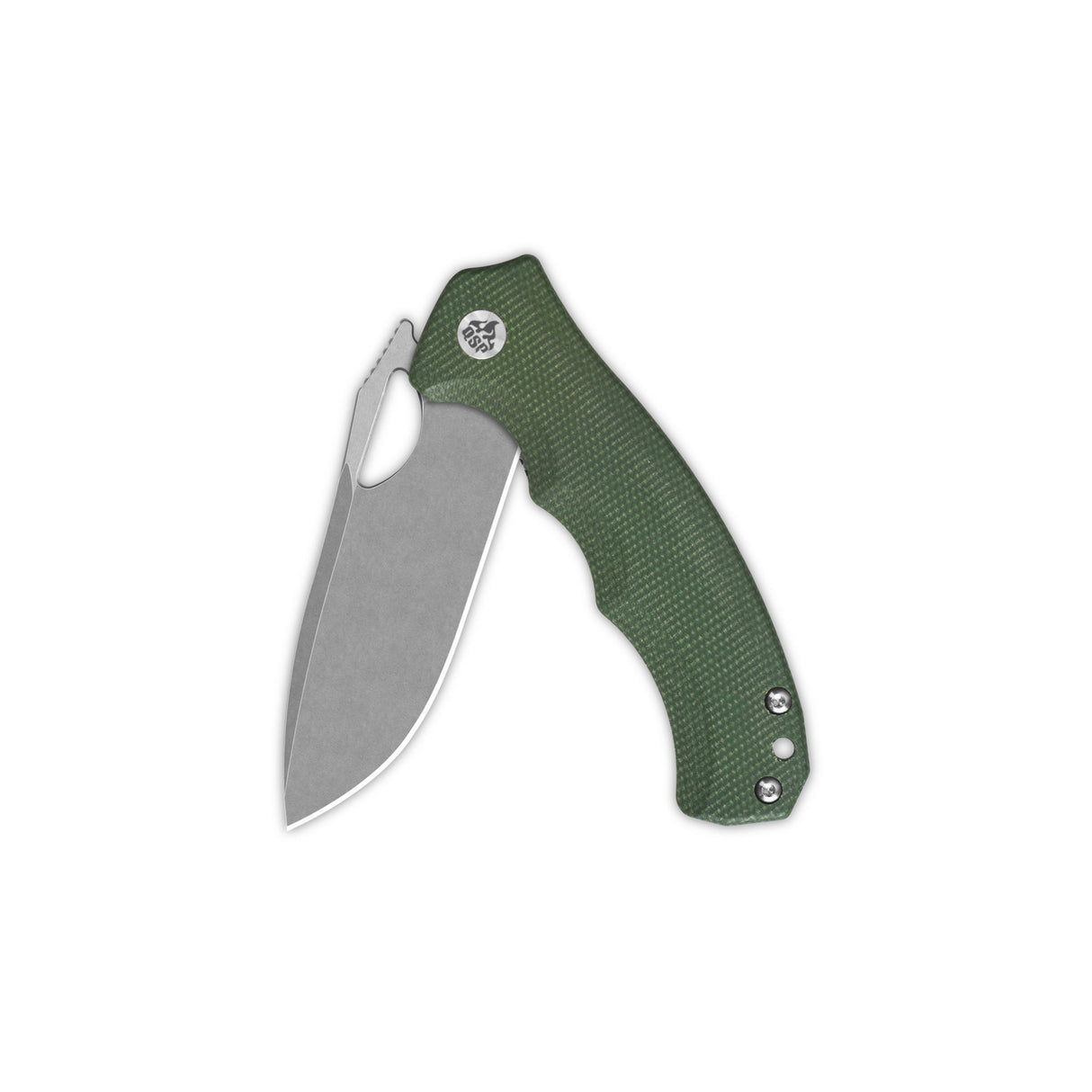 QSP Gorilla pocket knife with green micarta handle and Drop Point blade