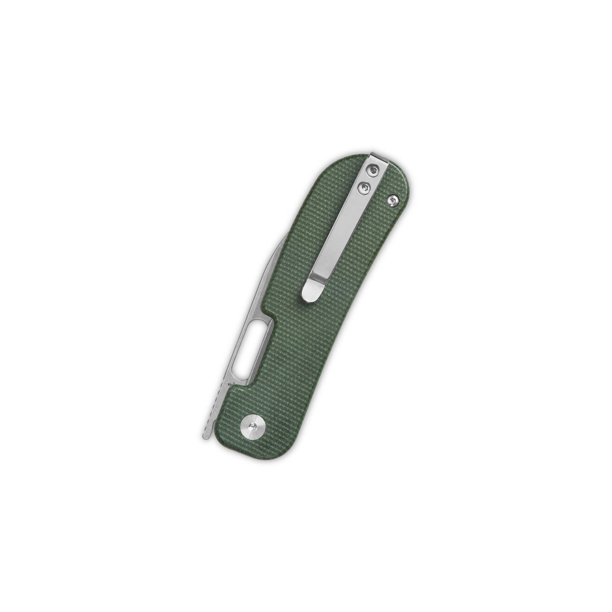 QSP Variant PE pocket knife with green micarta handle and stonewashed blade
