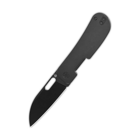 QSP Variant PE pocket knife with sleek titanium handle and sheepsfoot blade.