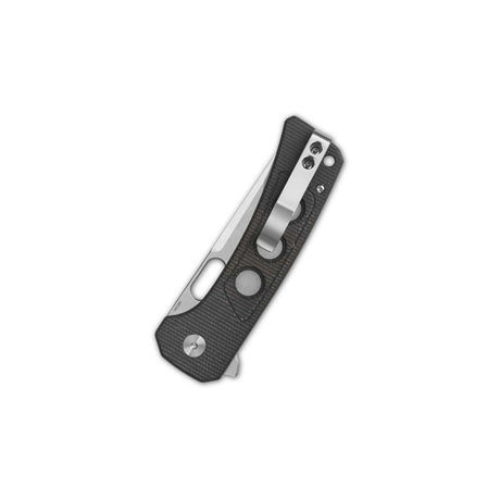 QSP Unicorn Button Lock Pocket Knife 14C28N Blade Dark Brown Micarta Handle