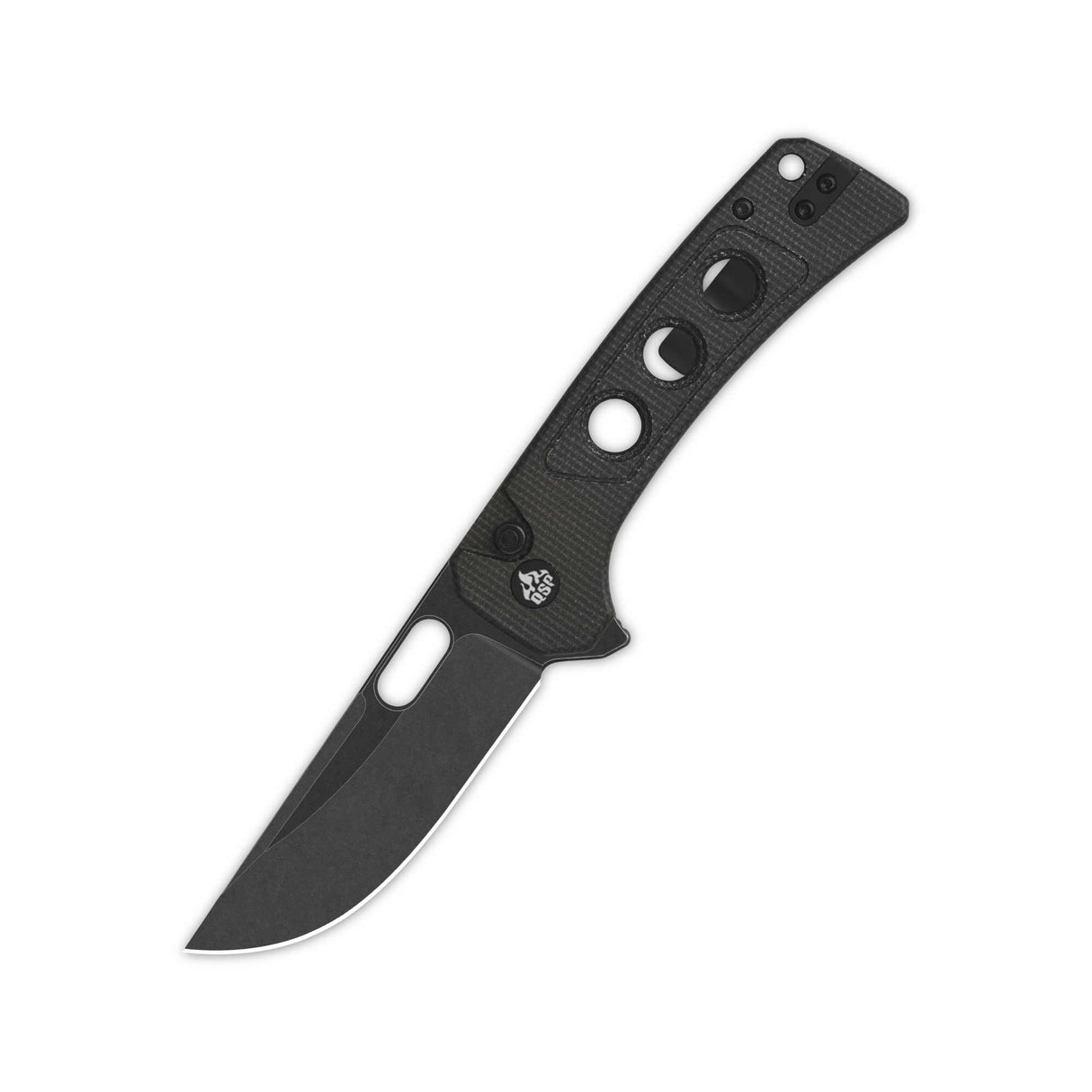 QSP Unicorn Pocket Knife with black handle and 14C28N blade, featuring button lock.