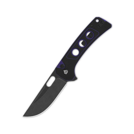 QSP Unicorn Button Lock Pocket Knife 14C28N Blade Black surface Purple liner G10 Handle