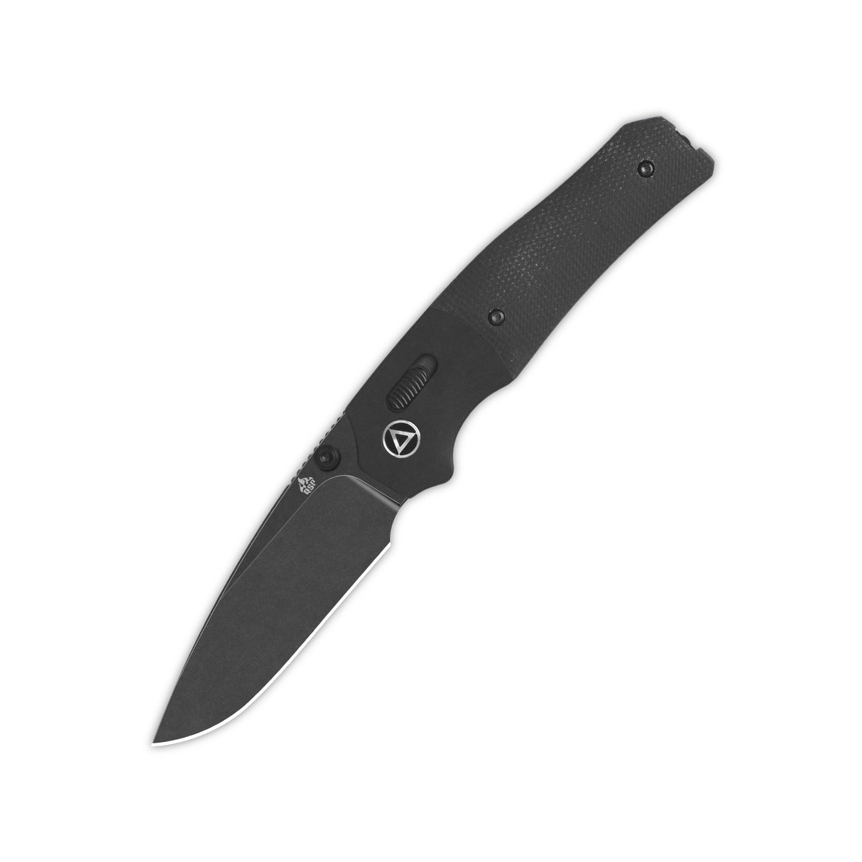 QSP Vault pocket knife with drop point blade and ergonomic black micarta handle.