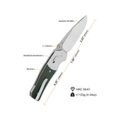 QSP Vault GlydeLock Pocket Knife 14C28N Blade Green Micarta Handle