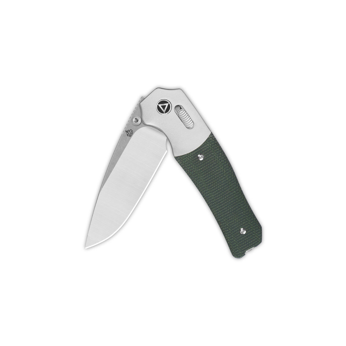 QSP Vault Glyde Lock Pocket Knife with green micarta handle and polished 14C28N blade