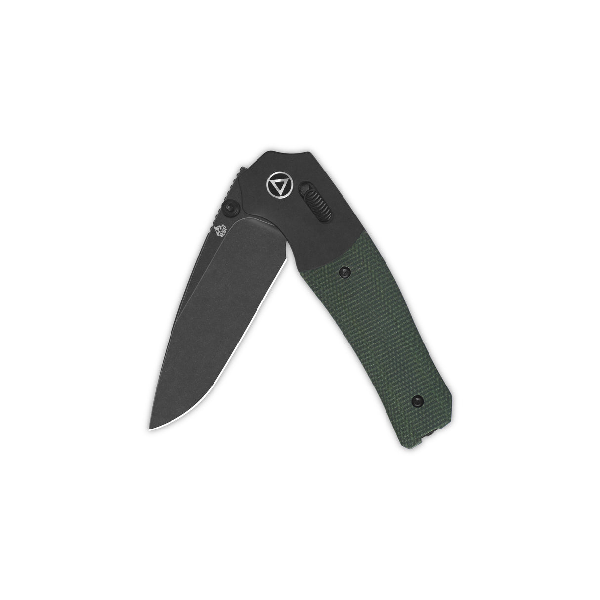 QSP Vault pocket knife with drop point blade and green micarta handle