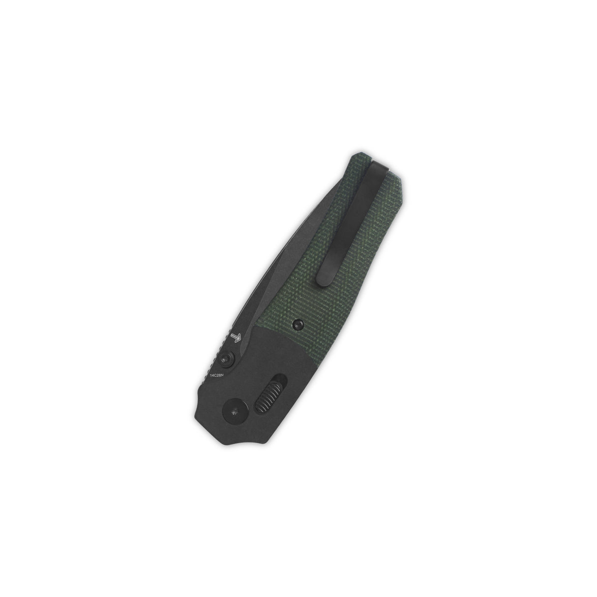 QSP Vault Glyde Lock Pocket Knife with green micarta and black anodized aluminum