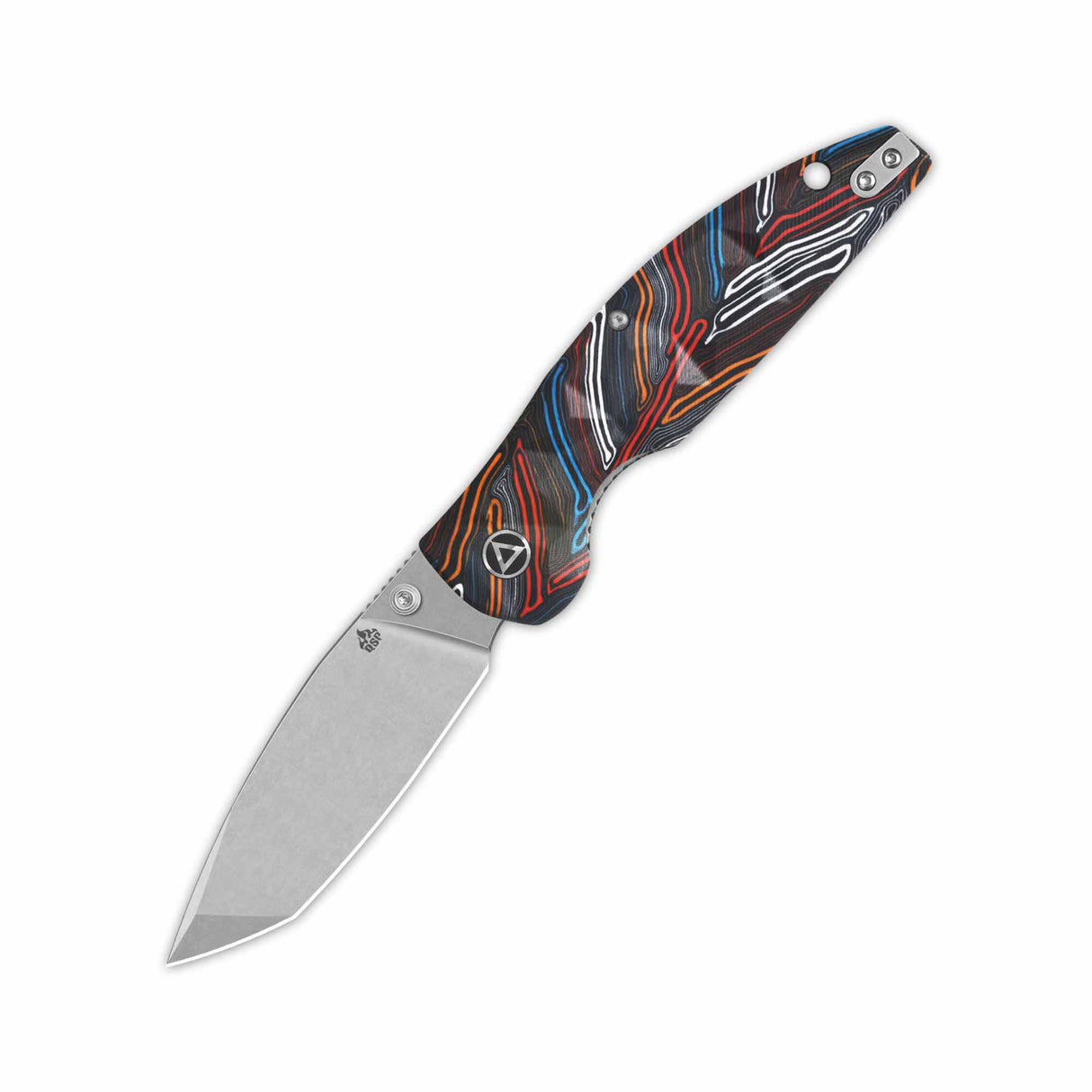 QSP Turtle Punk pocket knife with colorful G10 handle and tanto blade