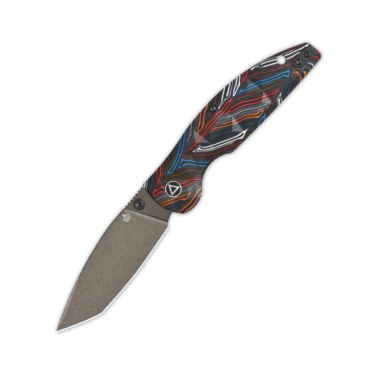 QSP Turtle Punk pocket knife with colorful G10 handle and tanto blade