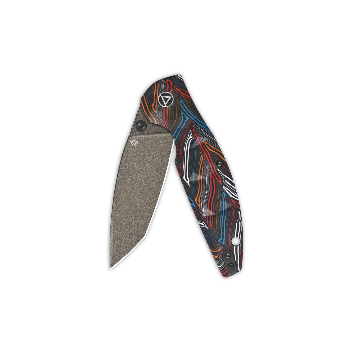 QSP Turtle Punk pocket knife featuring colorful G10 handle and tanto blade design