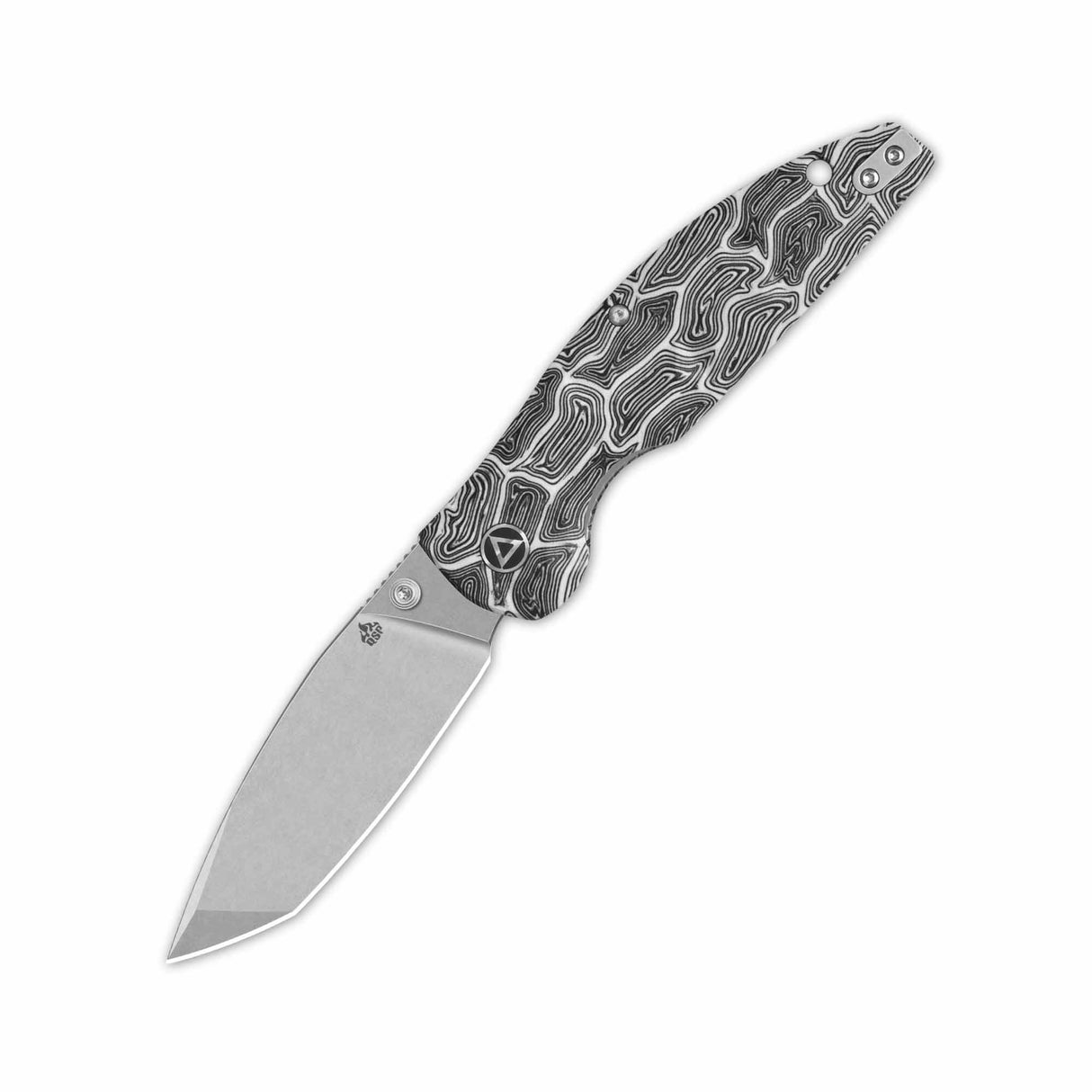 QSP Turtle Punk pocket knife with patterned handle and stainless steel blade.