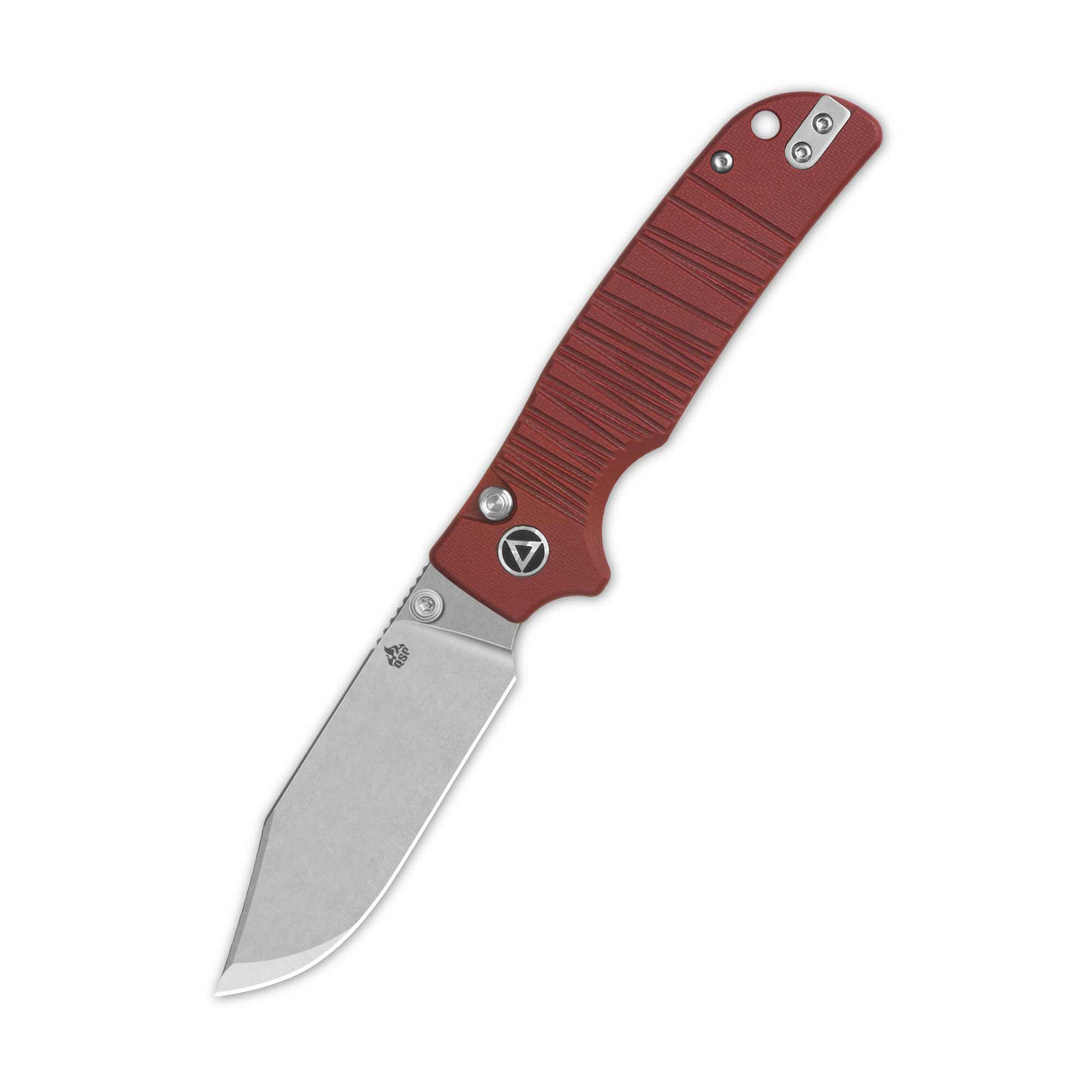 QSP Kali Pocket Knife with Dark Red G10 Handle and Stonewashed 14C28N Blade