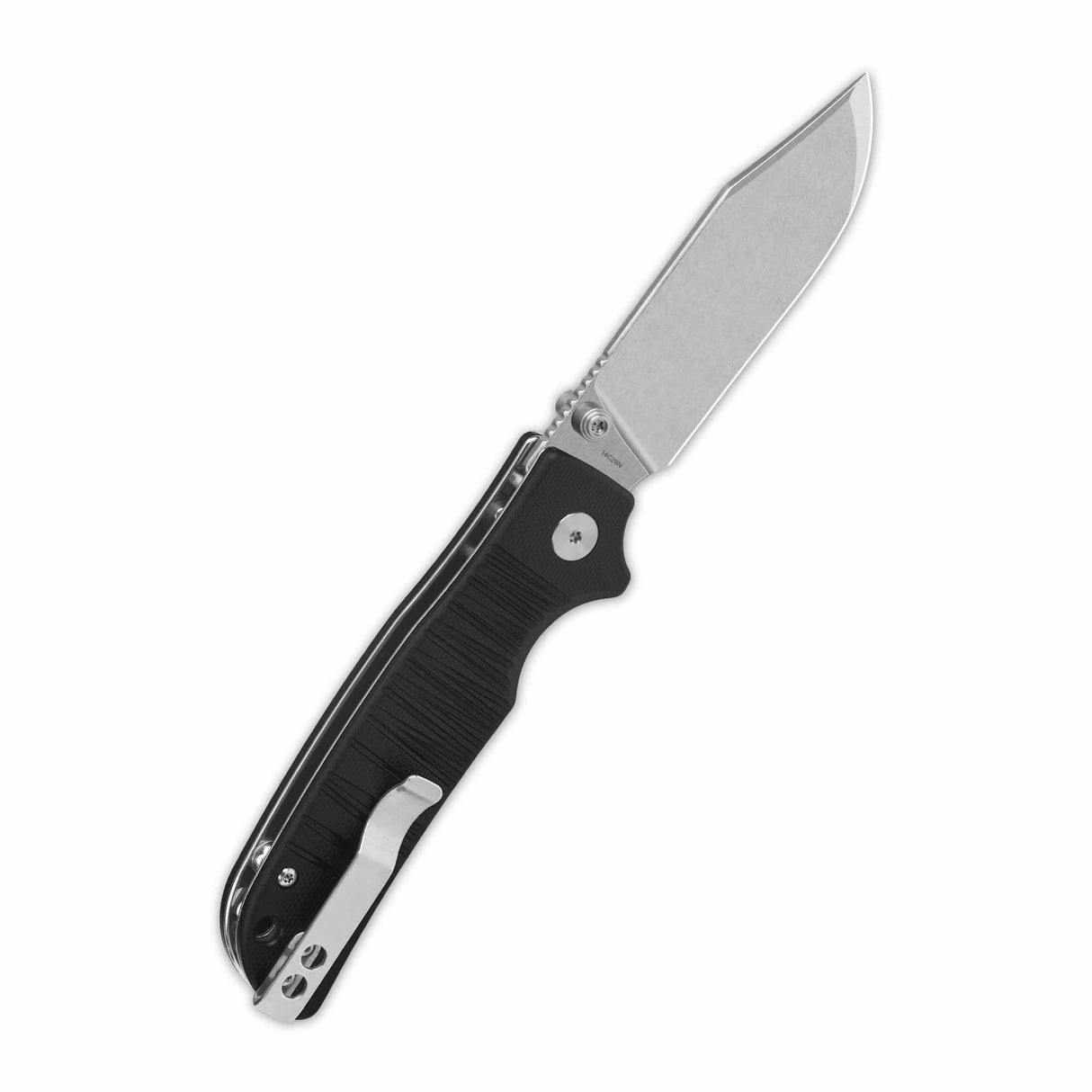 QSP Kali pocket knife with black G10 handle and stonewashed 14C28N blade