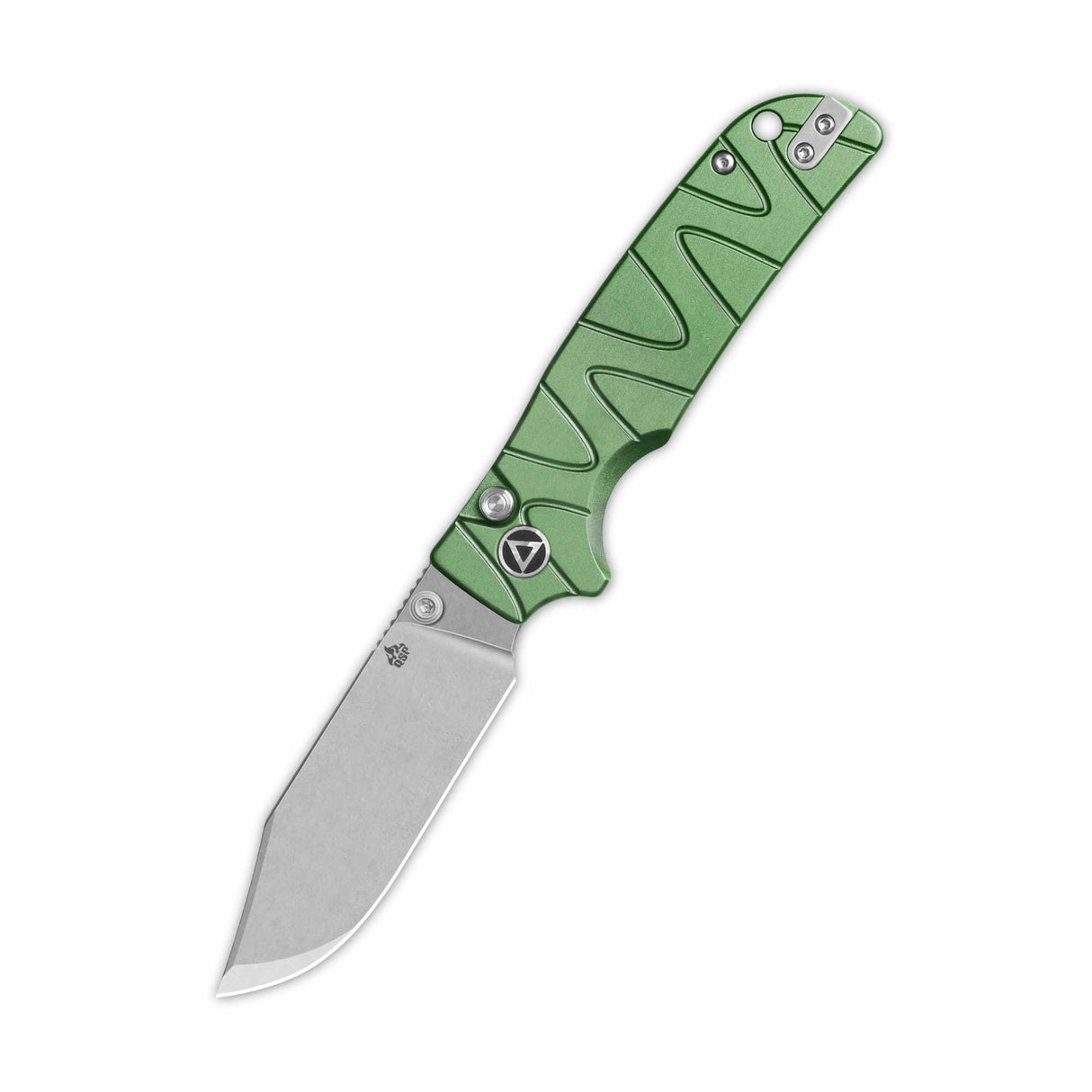 QSP Kali Pocket Knife, green aluminum handle, 14C28N blade