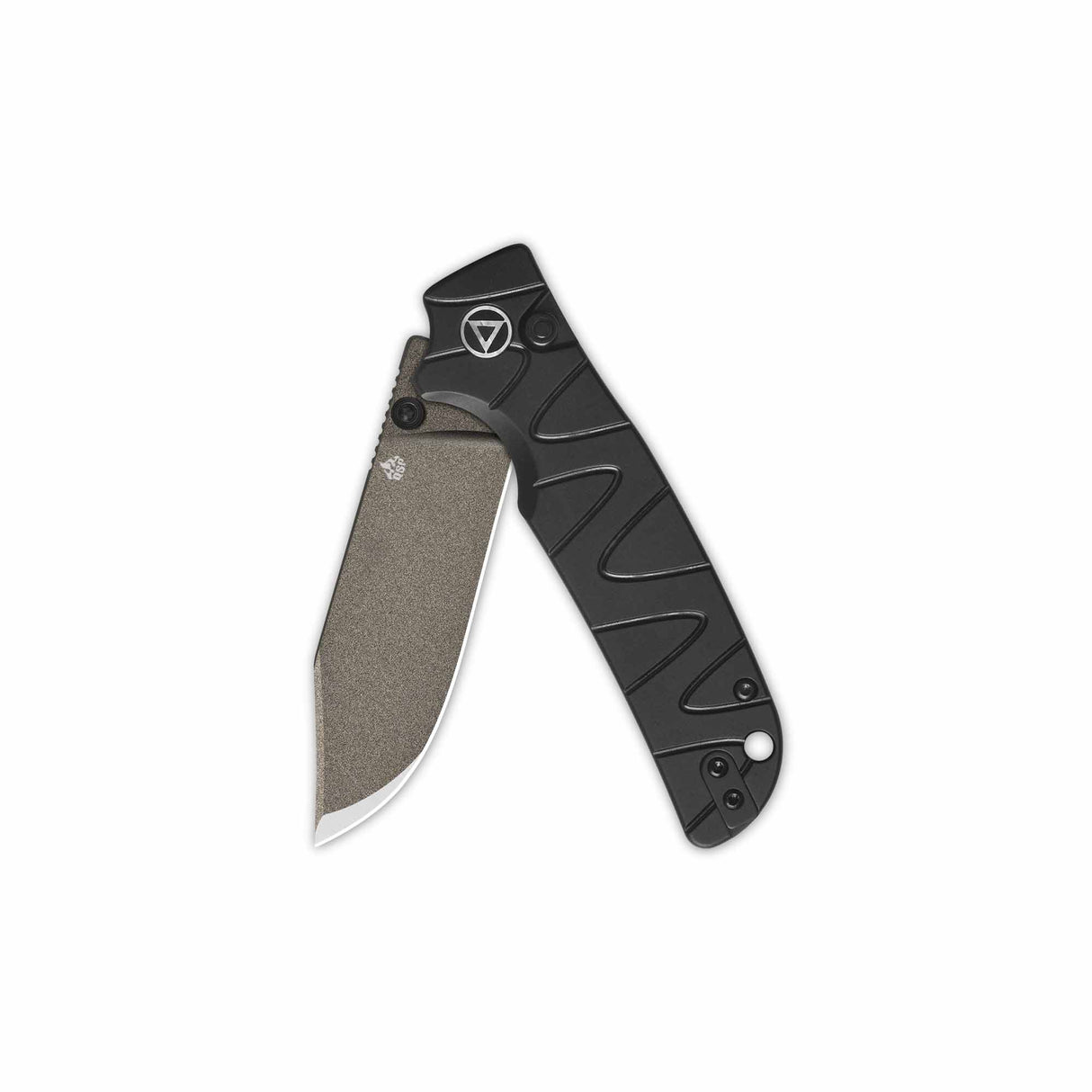 QSP Kali pocket knife with clip point blade and black aluminum handle