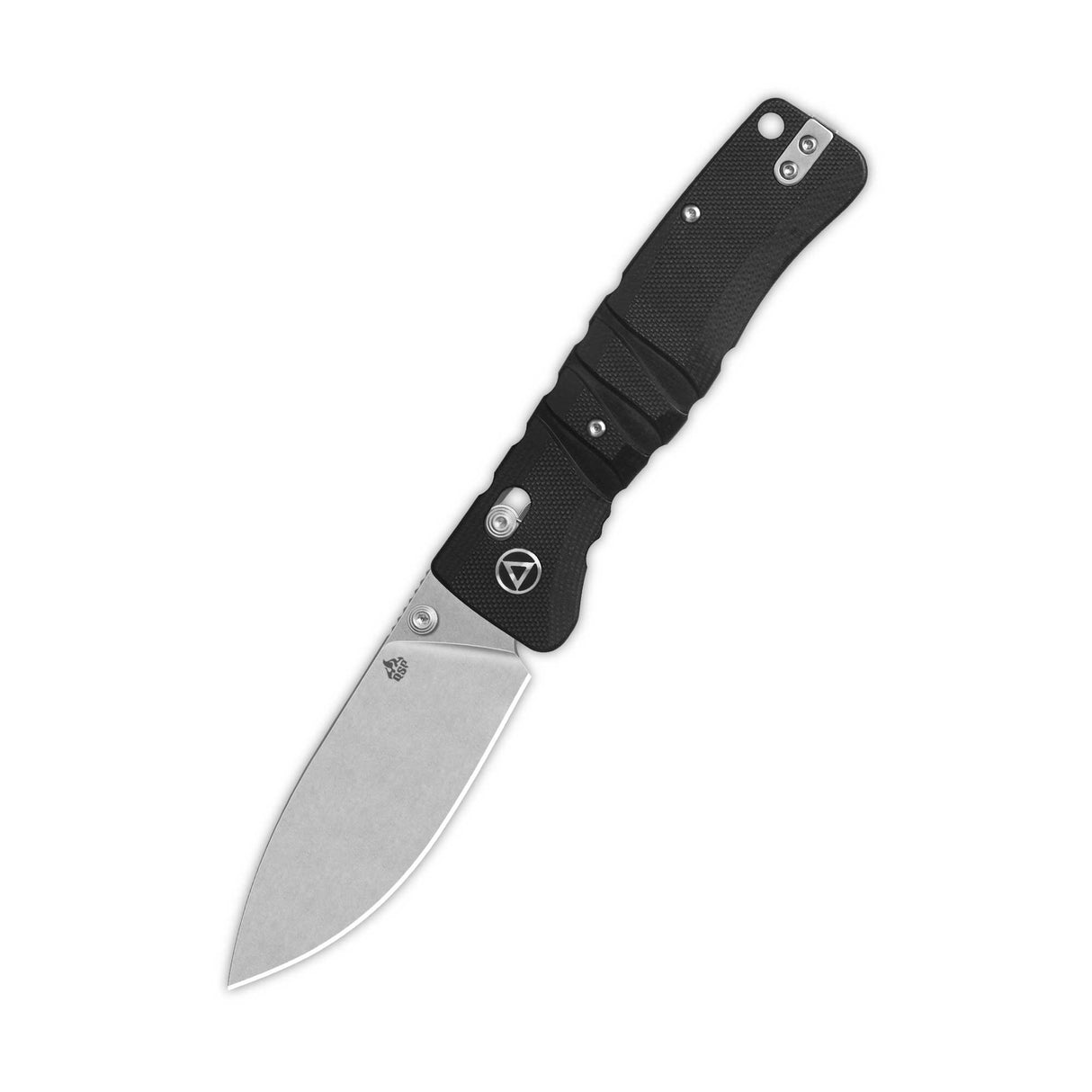 QSP Ripley pocket knife with black G10 handle and stonewashed 14C28N blade
