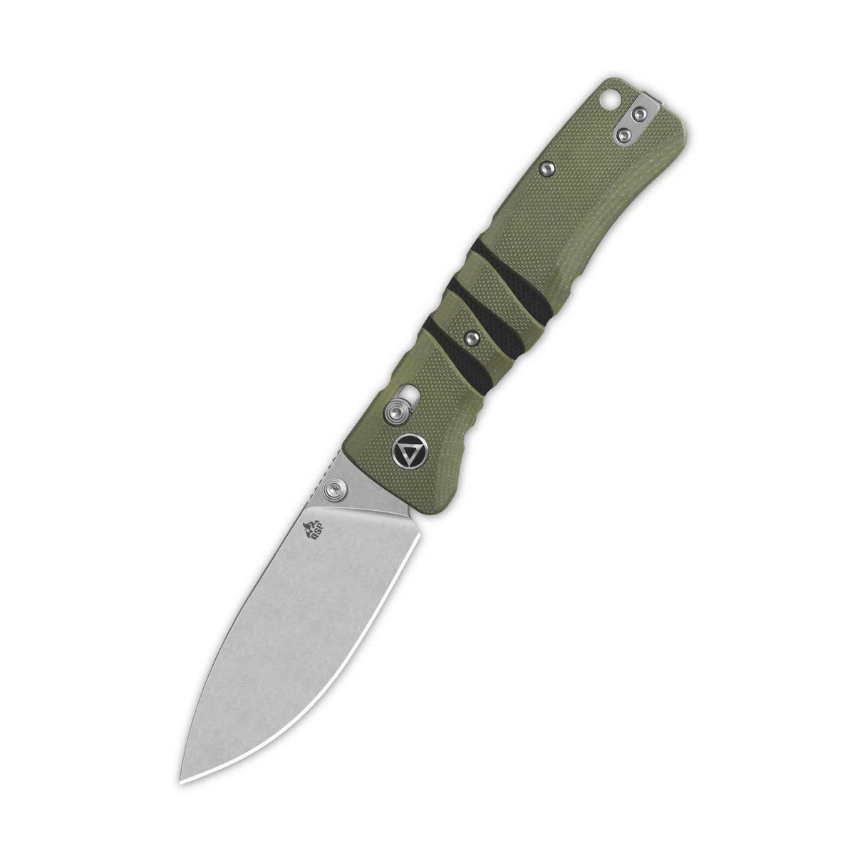 QSP Ripley pocket knife with green G10 handle and 14C28N blade