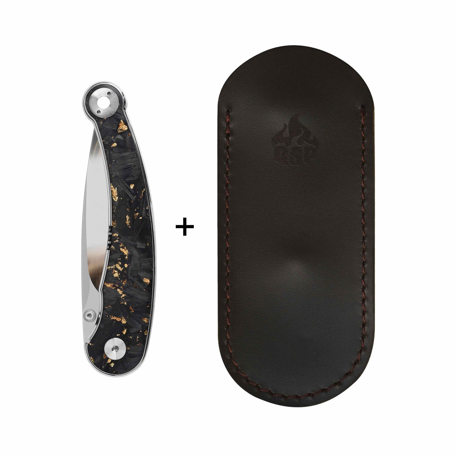 QSP Dolphin Liner Lock Pocket Knife 14C28N Blade Carbon Fiber Handle