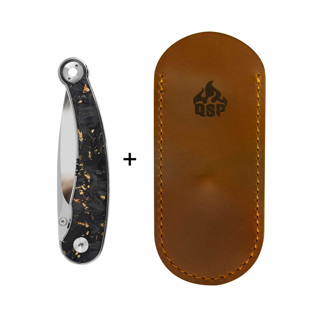 QSP Dolphin Liner Lock Pocket Knife 14C28N Blade Carbon Fiber Handle