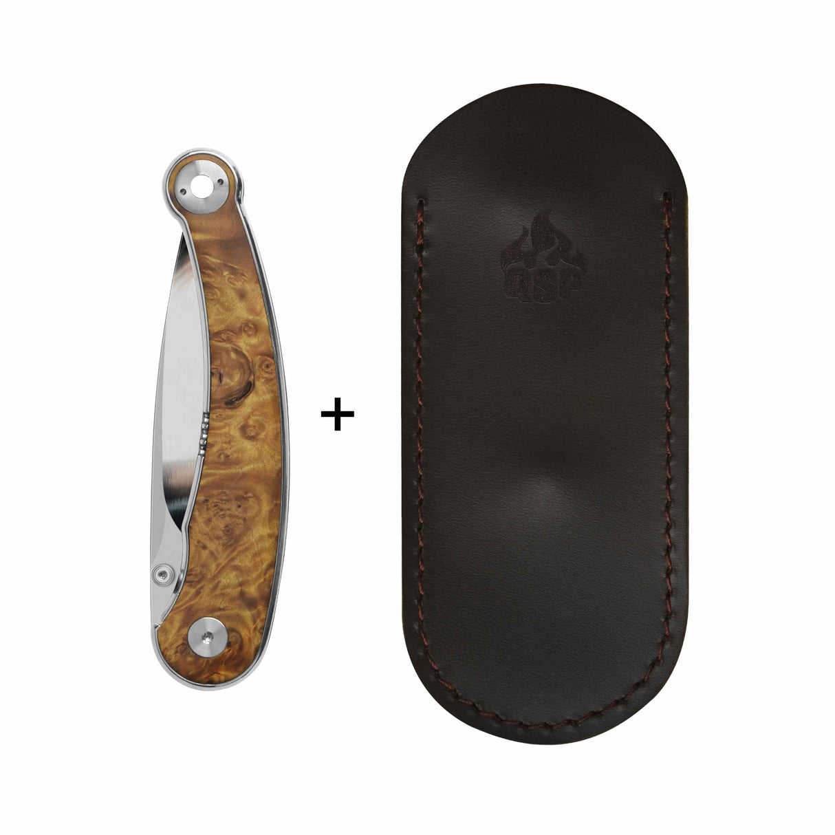 QSP Dolphin Liner Lock Pocket Knife 14C28N Blade Stabilized Wood Handle