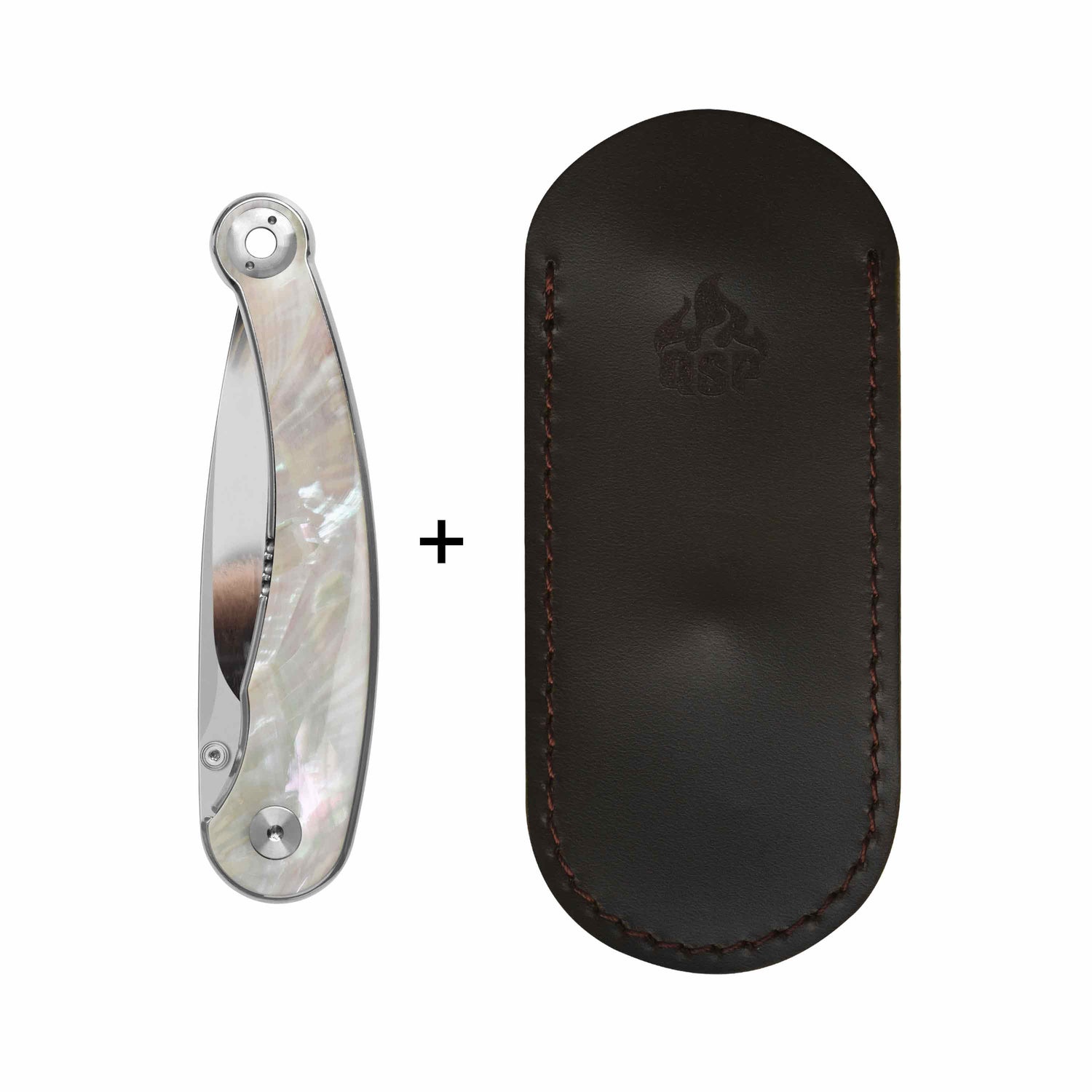 QSP Dolphin Liner Lock Pocket Knife 14C28N Blade White pearl shell Handle