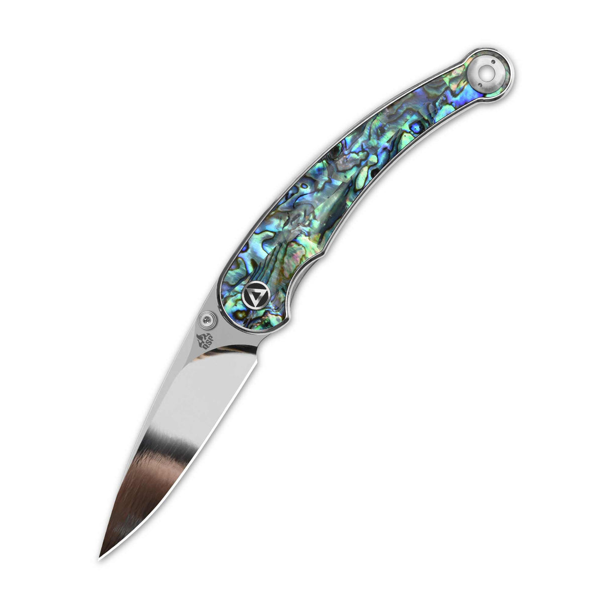 QSP Dolphin Liner Lock Pocket Knife 14C28N Blade Abalone Handle