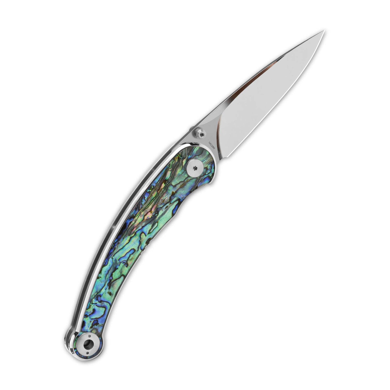 QSP Dolphin Liner Lock Pocket Knife 14C28N Blade Abalone Handle