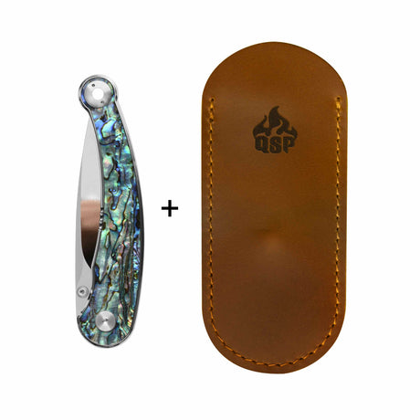 QSP Dolphin Liner Lock Pocket Knife 14C28N Blade Abalone Handle