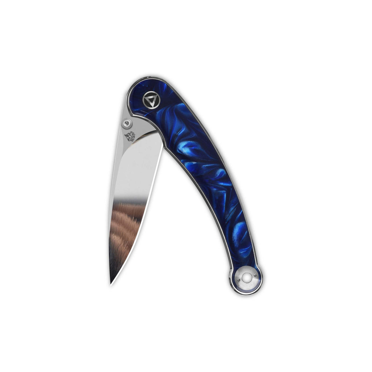 QSP Dolphin Liner Lock Pocket Knife 14C28N Blade Blue Resin Handle