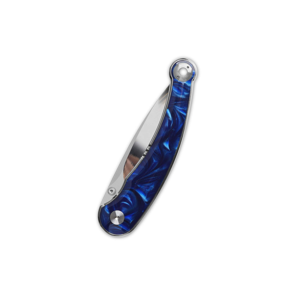 QSP Dolphin Liner Lock Pocket Knife 14C28N Blade Blue Resin Handle