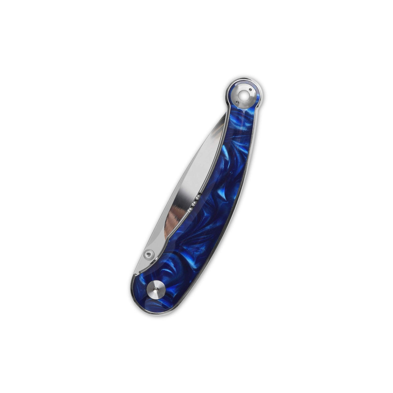 QSP Dolphin Liner Lock Pocket Knife 14C28N Blade Blue Resin Handle
