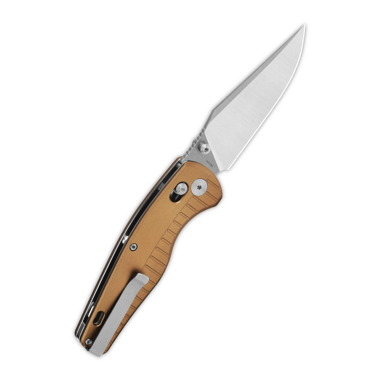 QSP Reptile Glyde Lock Pocket Knife 14C28N Blade Champagne Aluminium Handle