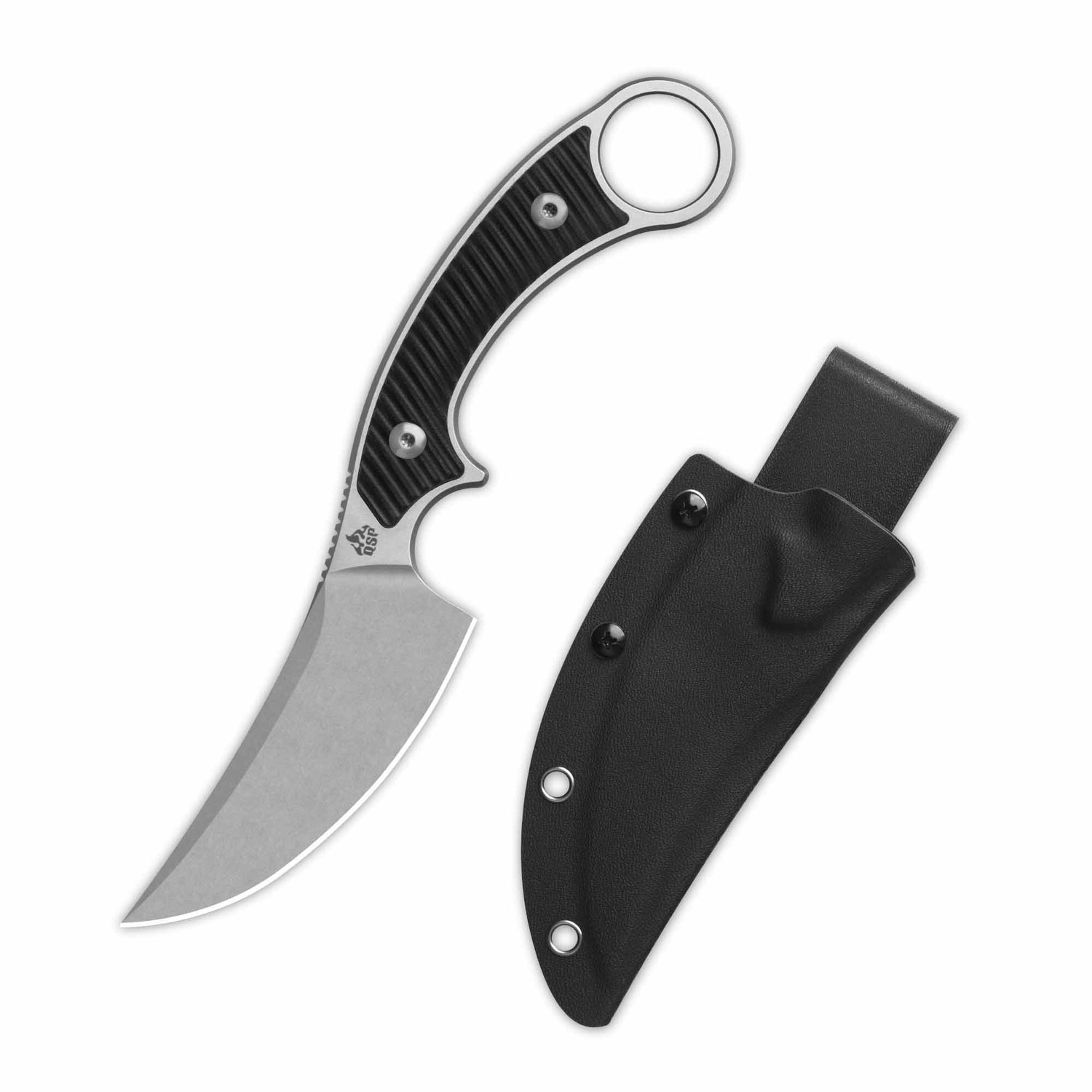 QSP Viper Fixed Blade Knife 10Cr15MoV Blade Black G10 Handle
