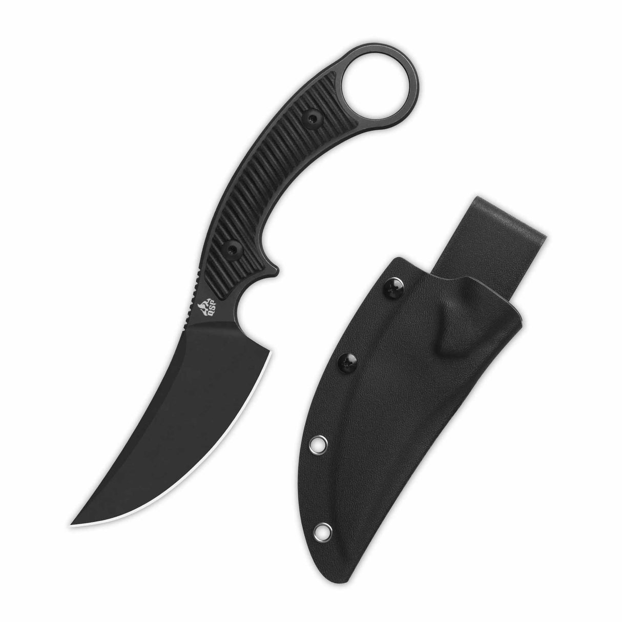 QSP Viper Fixed Blade Knife 10Cr15MoV Blade Black G10 Handle