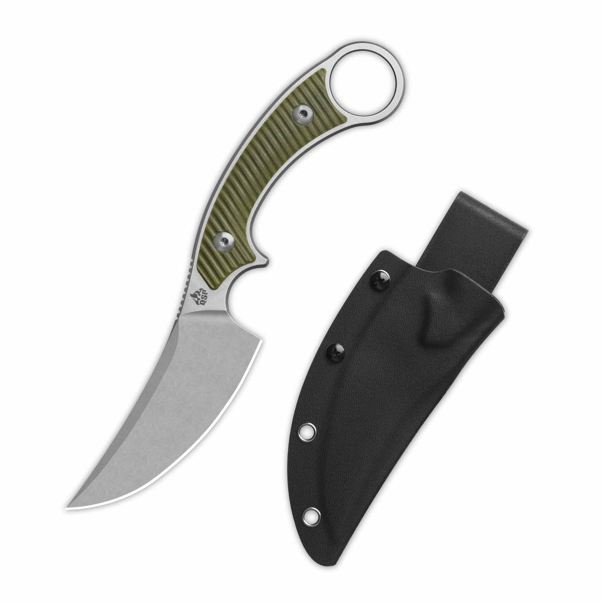 QSP Viper Fixed Blade Knife 10Cr15MoV Blade OD Green G10 Handle