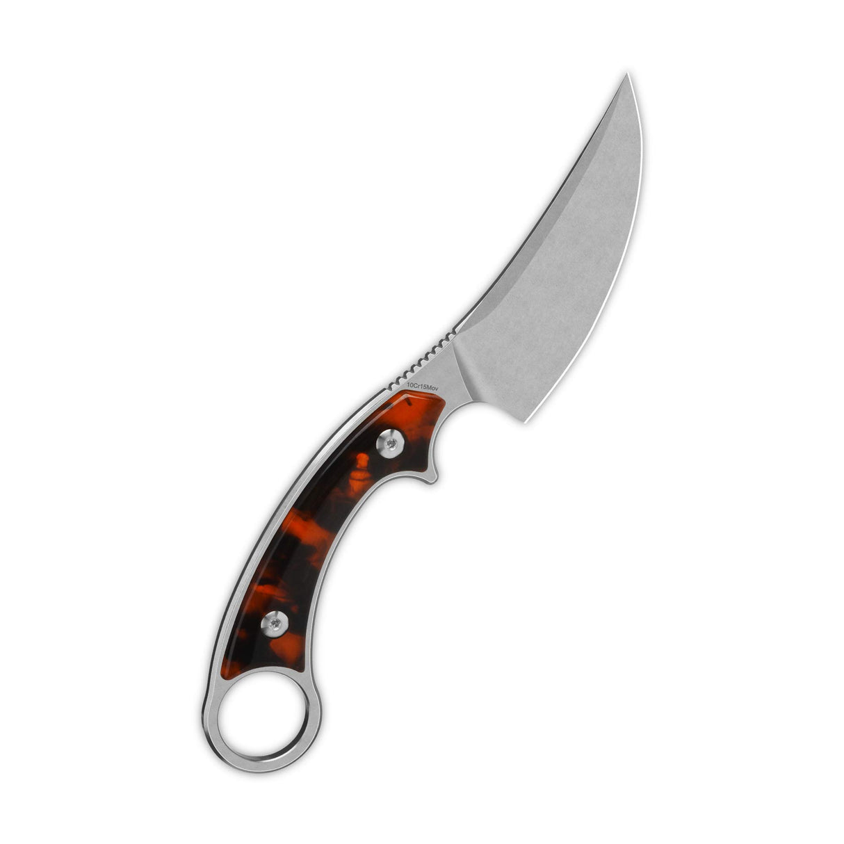 QSP Viper Fixed Blade Knife 10Cr15MoV Blade Tortoise Resin Handle