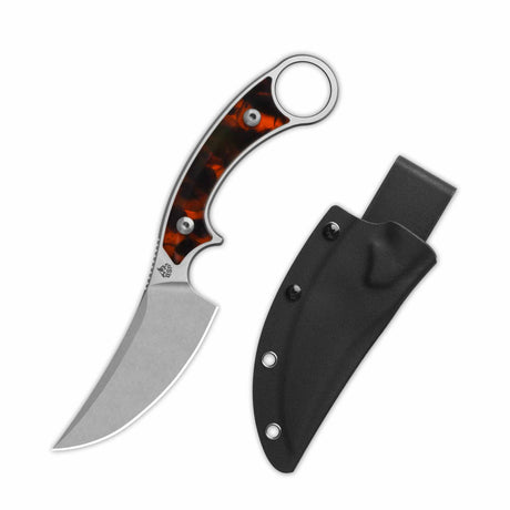 QSP Viper Fixed Blade Knife 10Cr15MoV Blade Tortoise Resin Handle