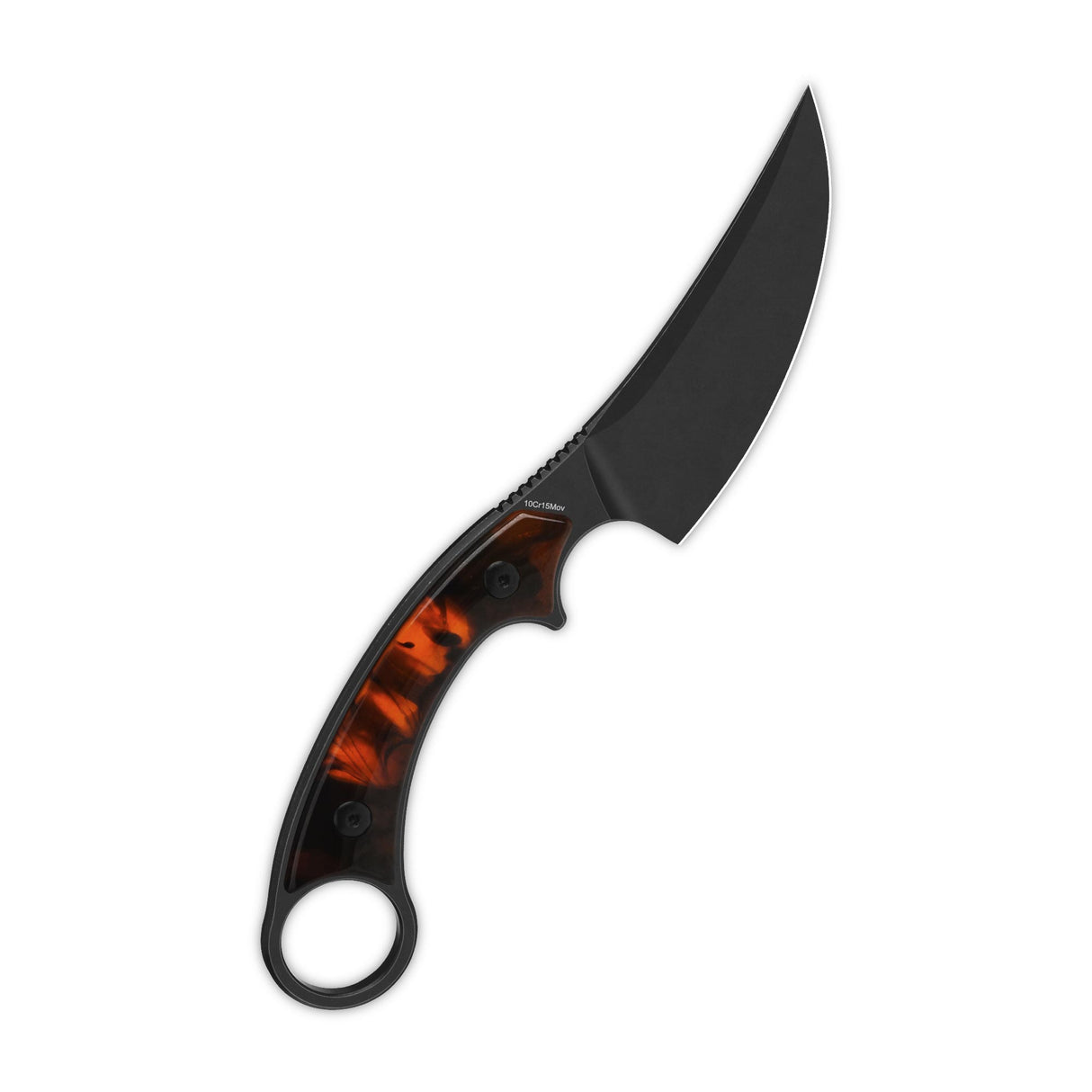 QSP Viper Fixed Blade Knife 10Cr15MoV Blade Tortoise Resin Handle