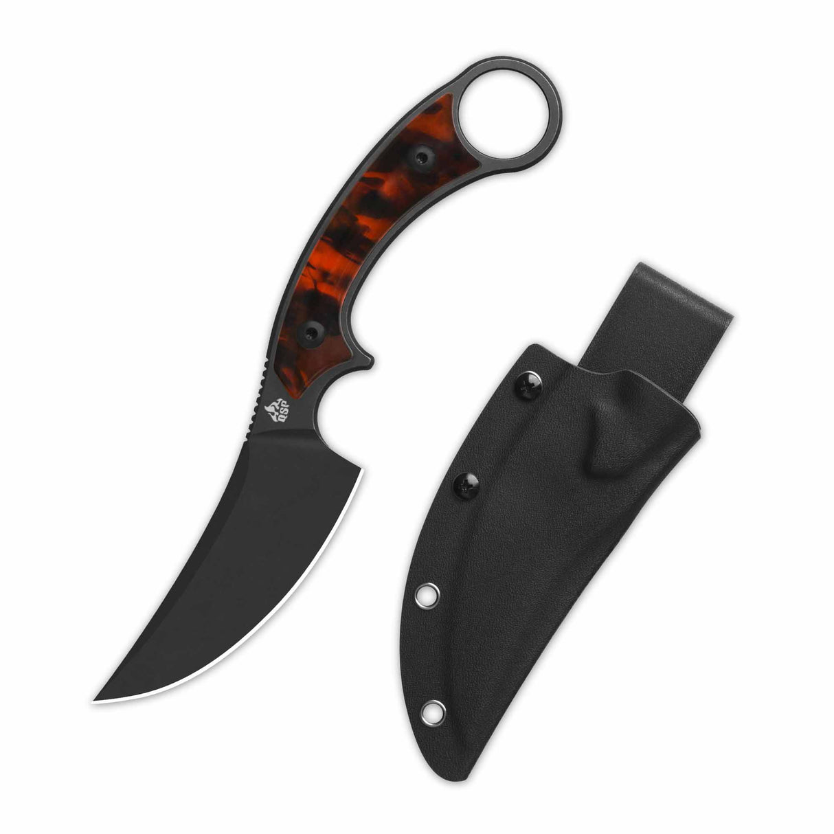 QSP Viper Fixed Blade Knife 10Cr15MoV Blade Tortoise Resin Handle