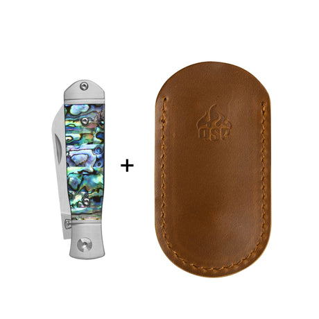 QSP Jumping Jack Slip Joint Pocket Knife 14C28N blade Abalone Handle