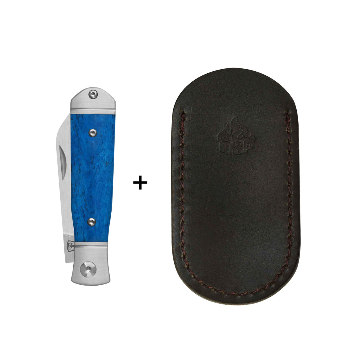 QSP Jumping Jack Slip Joint Pocket Knife 14C28N blade Blue Bone Handle