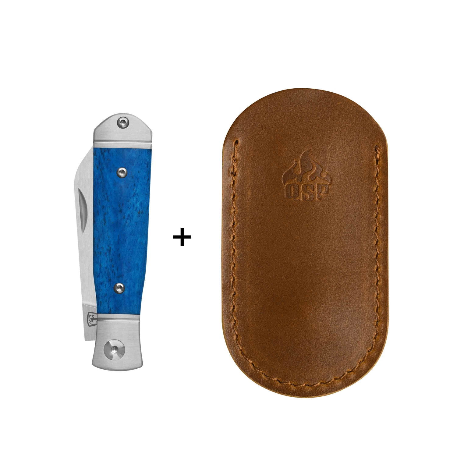 QSP Jumping Jack Slip Joint Pocket Knife 14C28N blade Blue Bone Handle