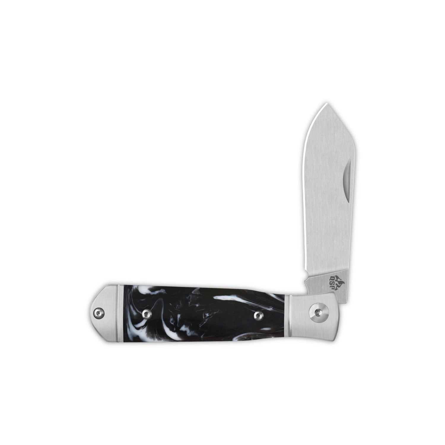 QSP Jumping Jack Slip Joint Pocket Knife 14C28N blade Black-White Resin Handle