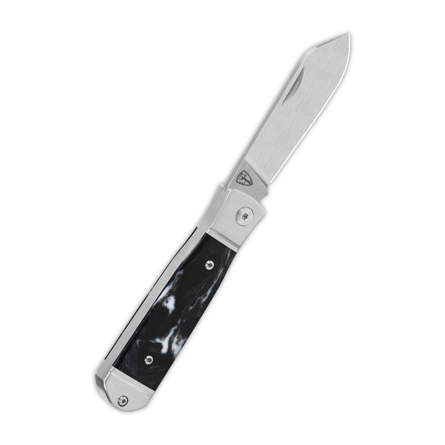 QSP Jumping Jack Slip Joint Pocket Knife 14C28N blade Black-White Resin Handle