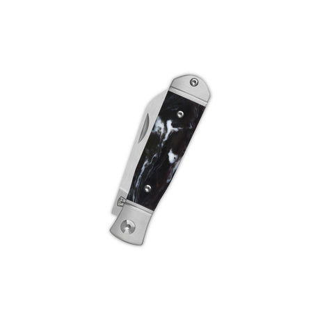 QSP Jumping Jack Slip Joint Pocket Knife 14C28N blade Black-White Resin Handle