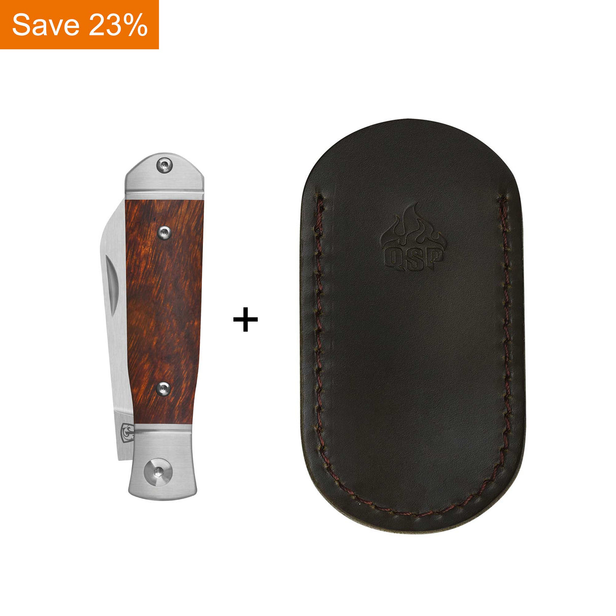 QSP Jumping Jack Slip Joint Pocket Knife 14C28N blade Desert Ironwood Handle