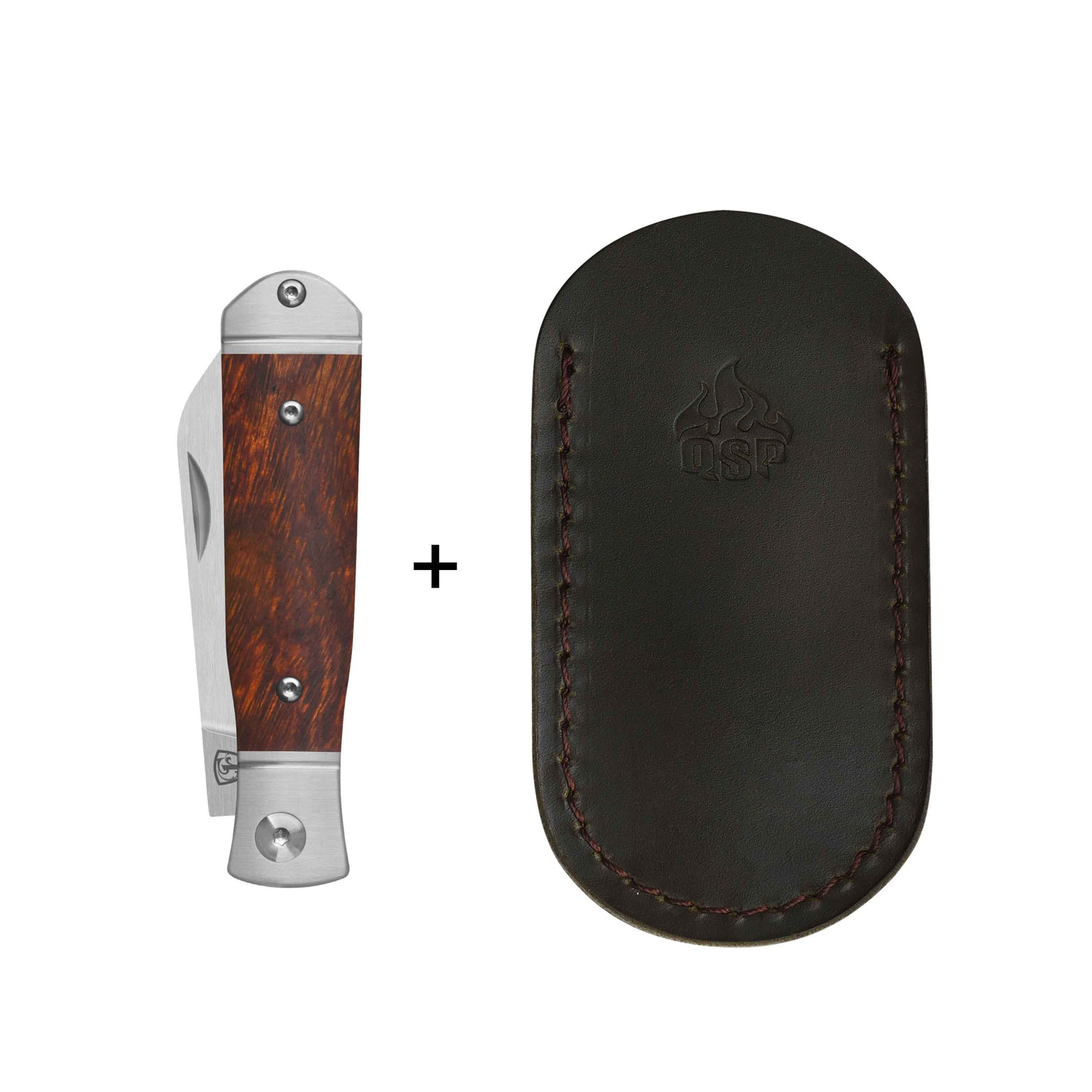 QSP Jumping Jack Slip Joint Pocket Knife 14C28N blade Desert Ironwood Handle