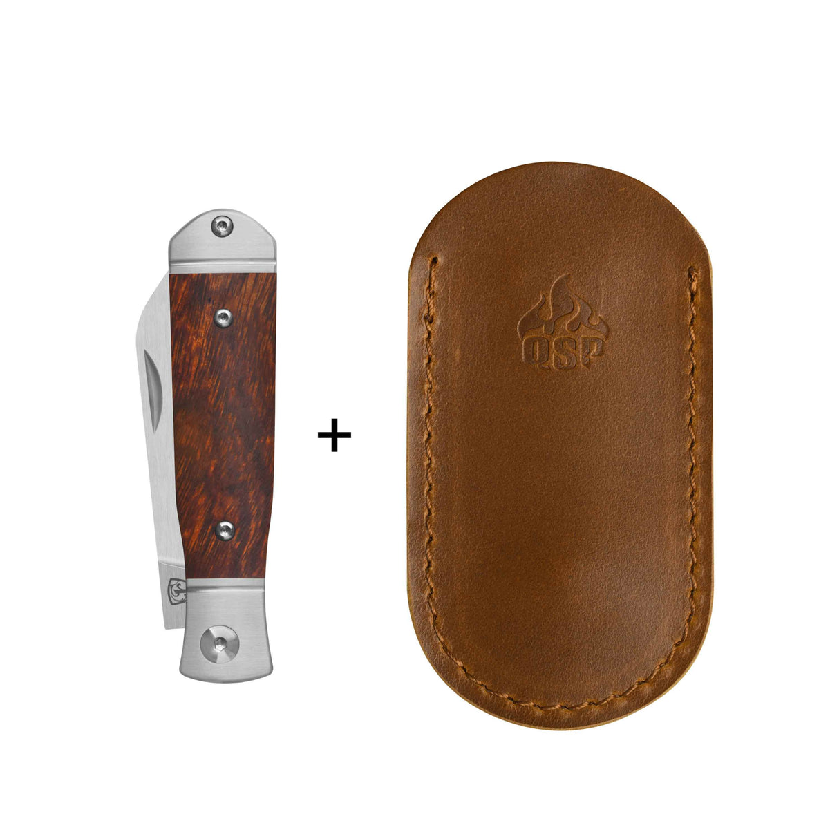 QSP Jumping Jack Slip Joint Pocket Knife 14C28N blade Desert Ironwood Handle